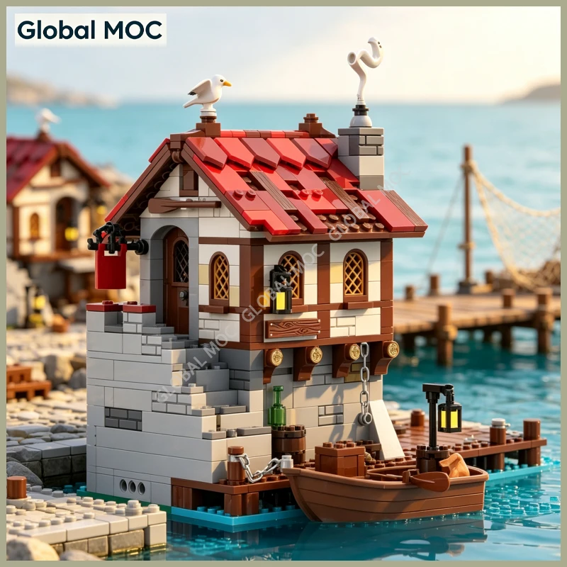 Medieval Farm Hut MOC Building Blocks Old Countryside Dwelling Brick Model Desktop Display Decor Set