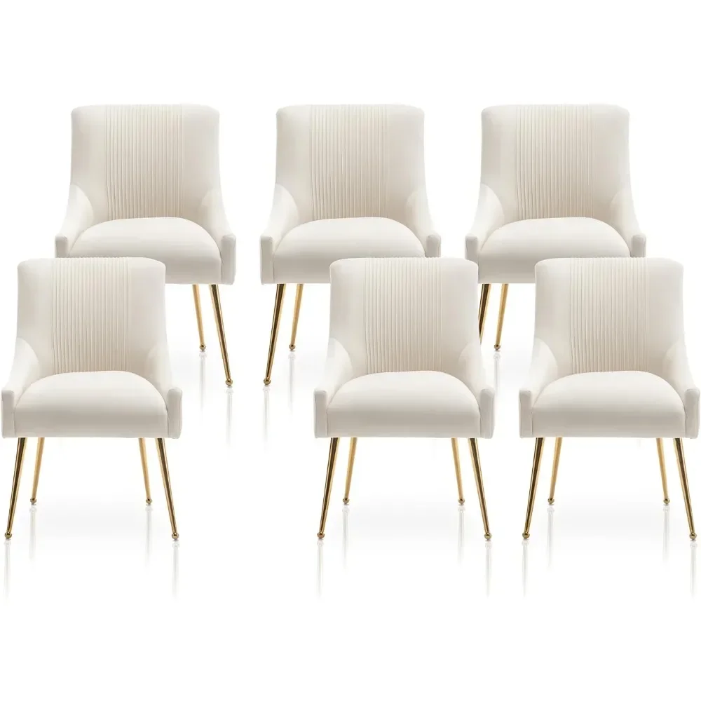 

Dining Chairs, Modern Living Room Chairs, Velvet Upholstered Dining Room Chairs with Gold Legs, Tufted Accent Chair Set of 6 for