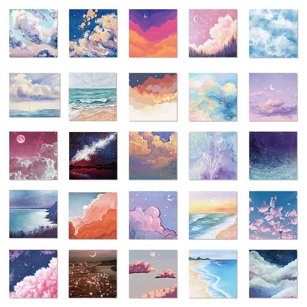 10/30/50PCS Aesthetic Sky Sea Painting INS Stickers Decoration Suitcase Scrapbooking Phone Laptop Stationery Kid\'s Toy Sticker