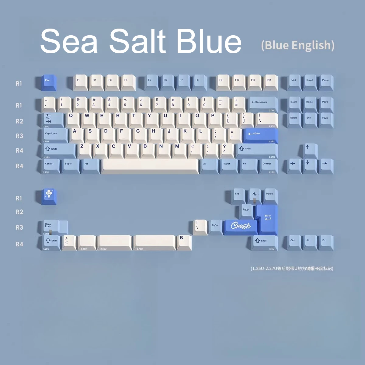 MAIMOOO Keycaps In Sea Salt Blue Alice Iso Layout - Simple Blue And White Aula Ajazz Keyboard Korean Keycaps