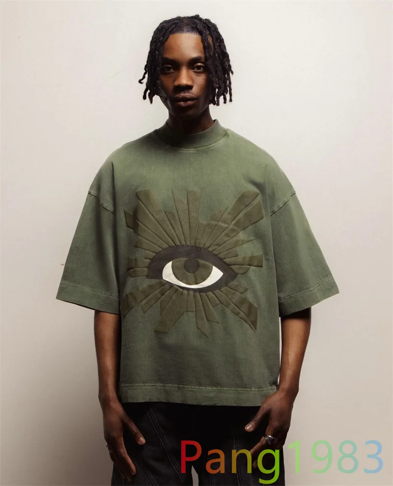 Military Green HOUSE OF ERRORS T-shirt Men Women 1:1 High Quality Heavy Fabric Tee Eye Foam Puff Print Short Sleeve