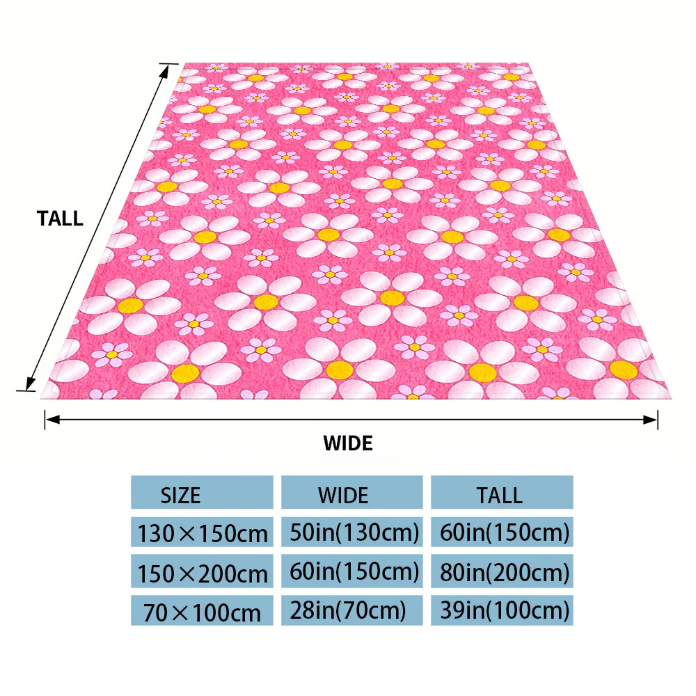 Pink Daisy Flannel Blankets Are Suitable For Sofas, Men's Room Decorations, Thick And Warm Gifts For Teenagers