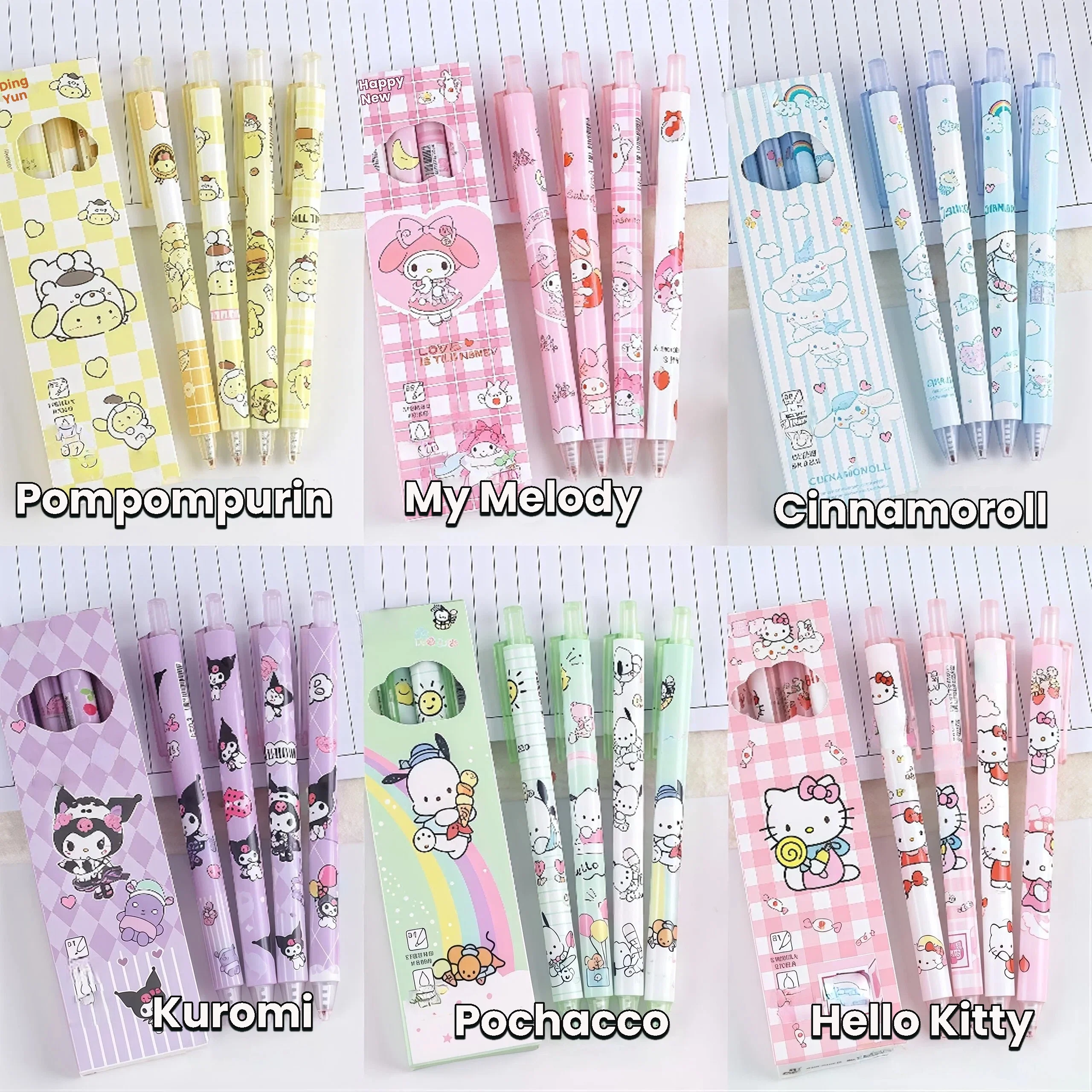 

6 моделей, всего 24 = 4 шт./компл., ограниченная серия, высокое качество ST, черная гелевая ручка 0,5 мм, каваи, канцелярские принадлежности, школьные канцелярские принадлежности