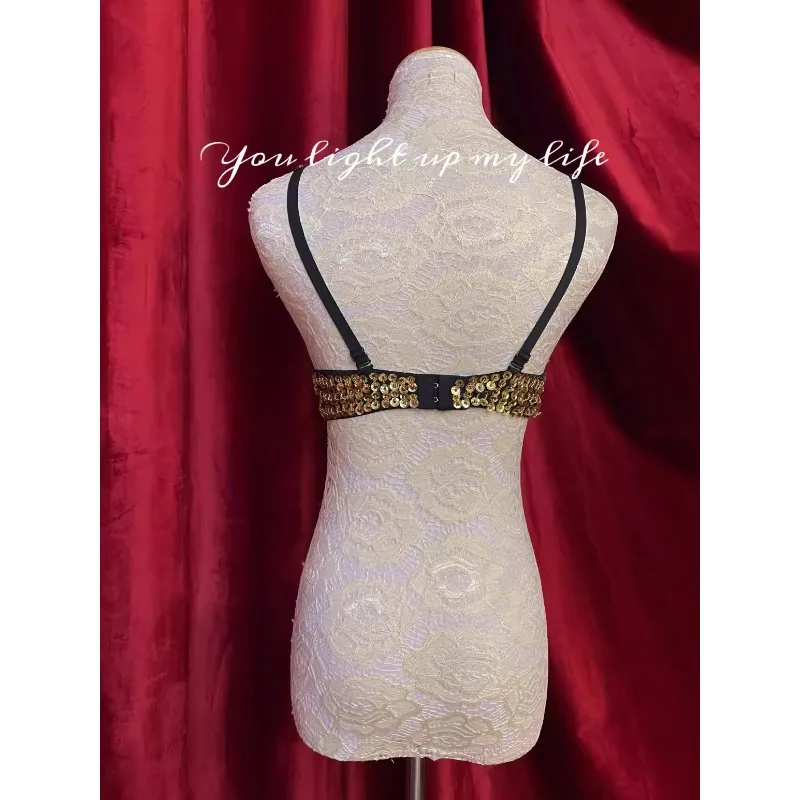 맞춤형 마지막 주문 결함 밸리 댄스 탑 여성 브래지어 술 스팽글 반짝 이는 나비 패턴 브래지어 속옷