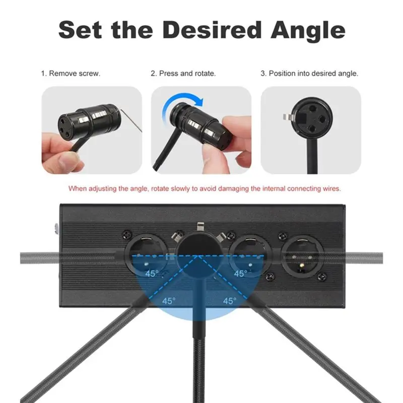 AA60-XLR Adapter 3 Pin 90 Degree Rotatable 4PCS Female Connectors For DIY Microphone Audio Cables