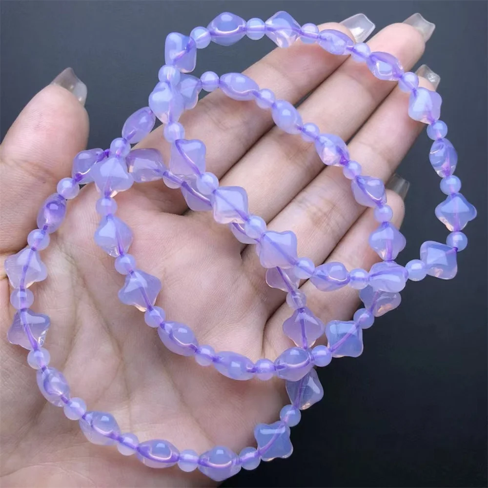 

1 Pc Fengbaowu Natural Purple Jade Quartz Bracelet Flower Beads Reiki Healing Stone Jewelry Gift For Women Men