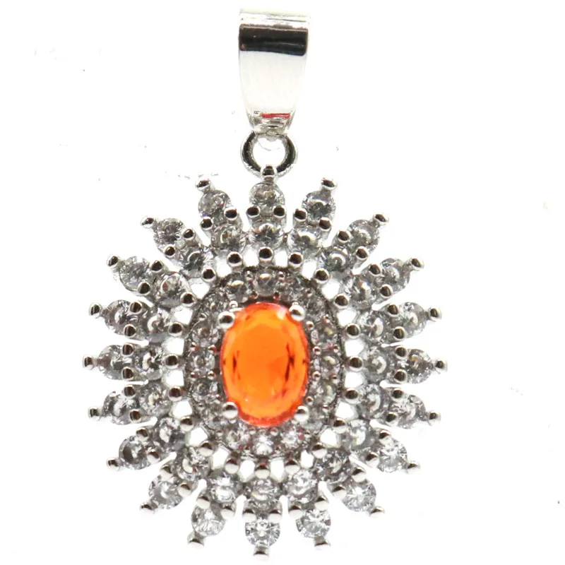 33x21mm Gorgeous Color Changing Alexandrite Topaz Orange Spessartine Garnet White CZ For Ladies Bride Wedding Silver Pendant