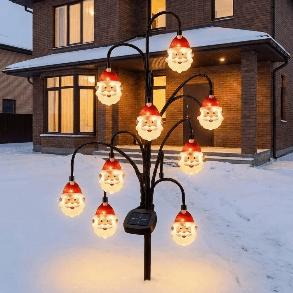 Solar Powered Santa Claus Ground Stake Lights Auto-On Weatherproof Snowman Stake Lamp PET Eco-Friendly