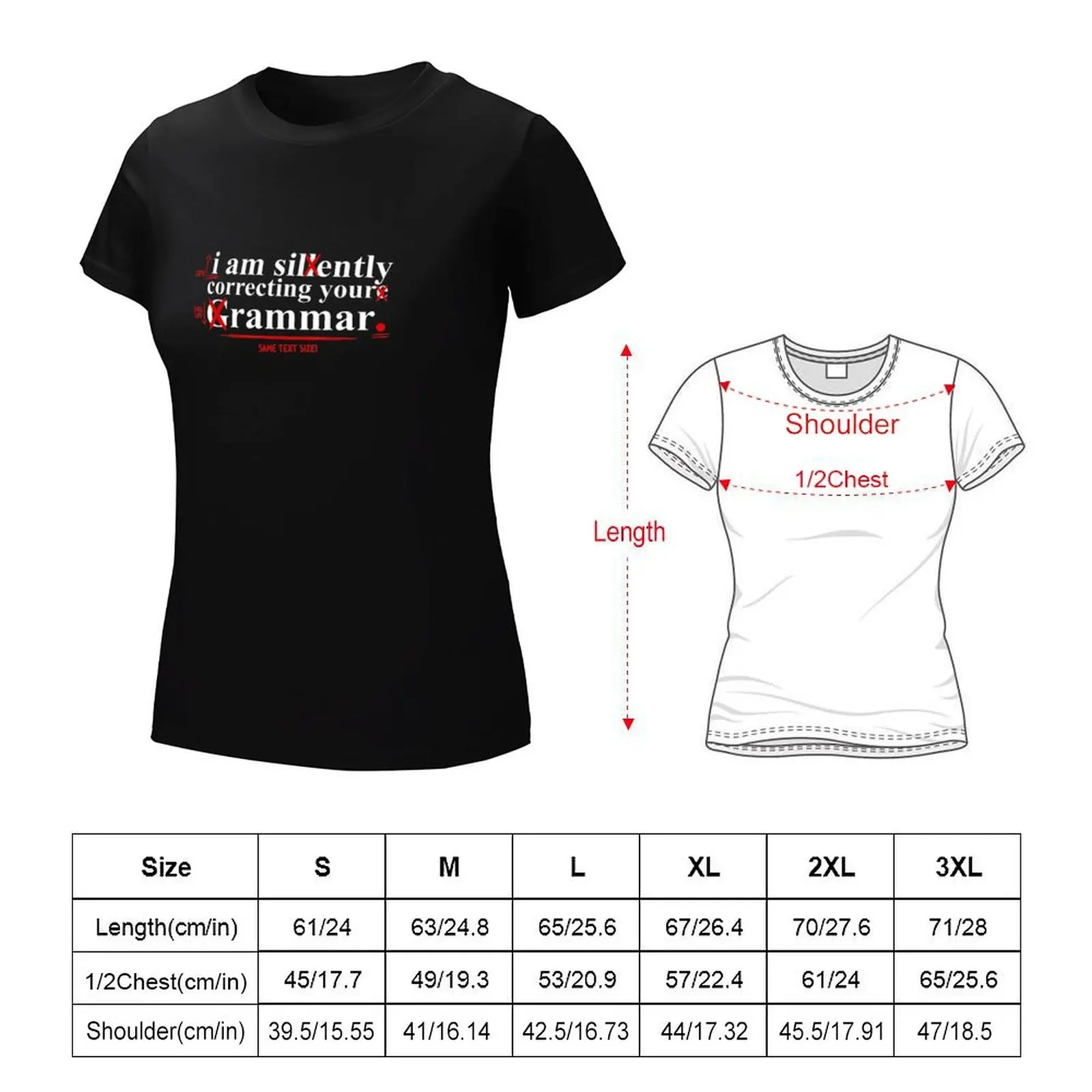 English Teacher Quote Am Silently Correcting Your Grammar T-Shirt blacks plus sizes sublime t-shirts for Women cotton