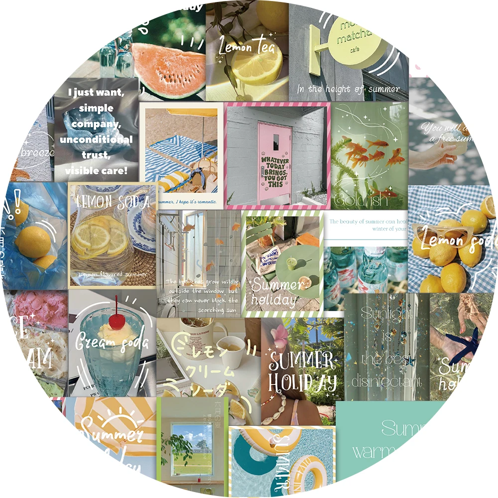 30PCS summer fresh stickers, suitable for decorating storage boxes, thermos cups, gift boxes, waterproof stickers