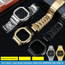 For Casio G-SHOCK metal case strap stainless steel Suit DW5600/GW-M5610/5000 GW-B5600 Modified Cool style Golden black watchband