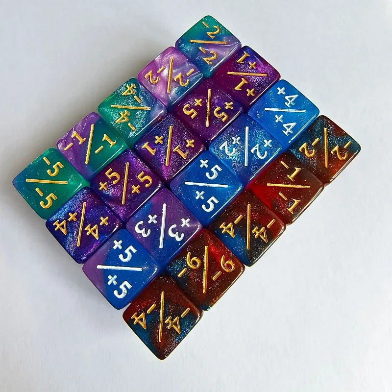 10Pcs/set 16mm Dual Color Starry Sky Plus and Minus Symbols Dice Game Props