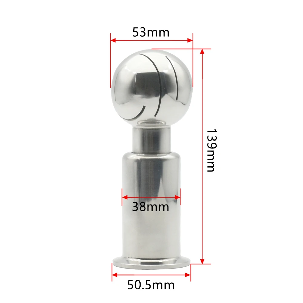 1 "1,5" 2 "2,5" drei Clip 304 316L Edelstahl Rotary Spray Reinigungskugel, geeignet für CIP kann selbstgemachtes Bier – Detail 3