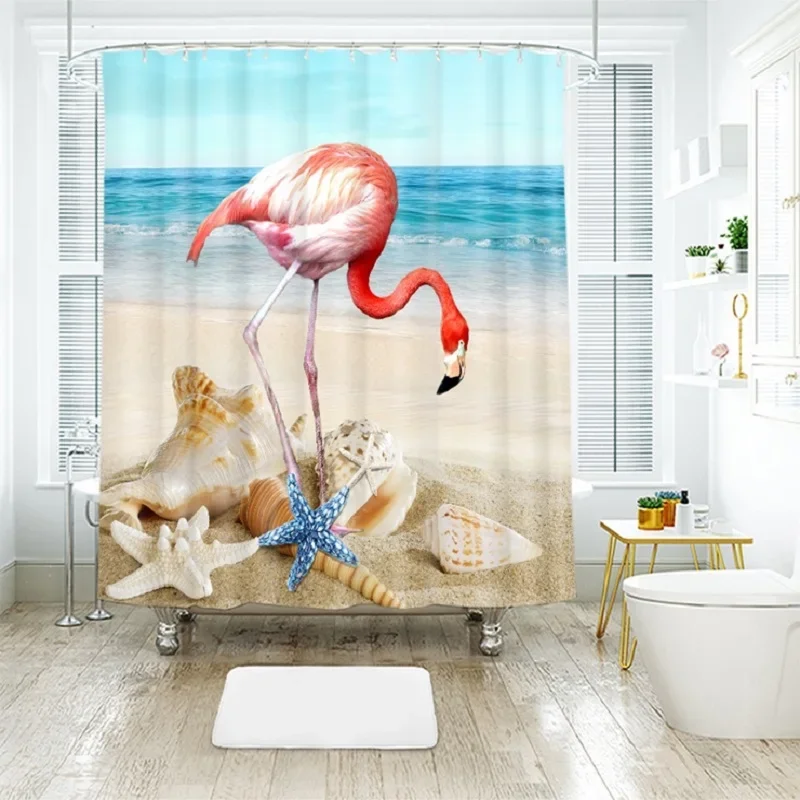 

Flamingo 3D printing Pattern Modern Polyester Waterproof Mildew Shower Home Decoration Curtain Bathroom Curtain