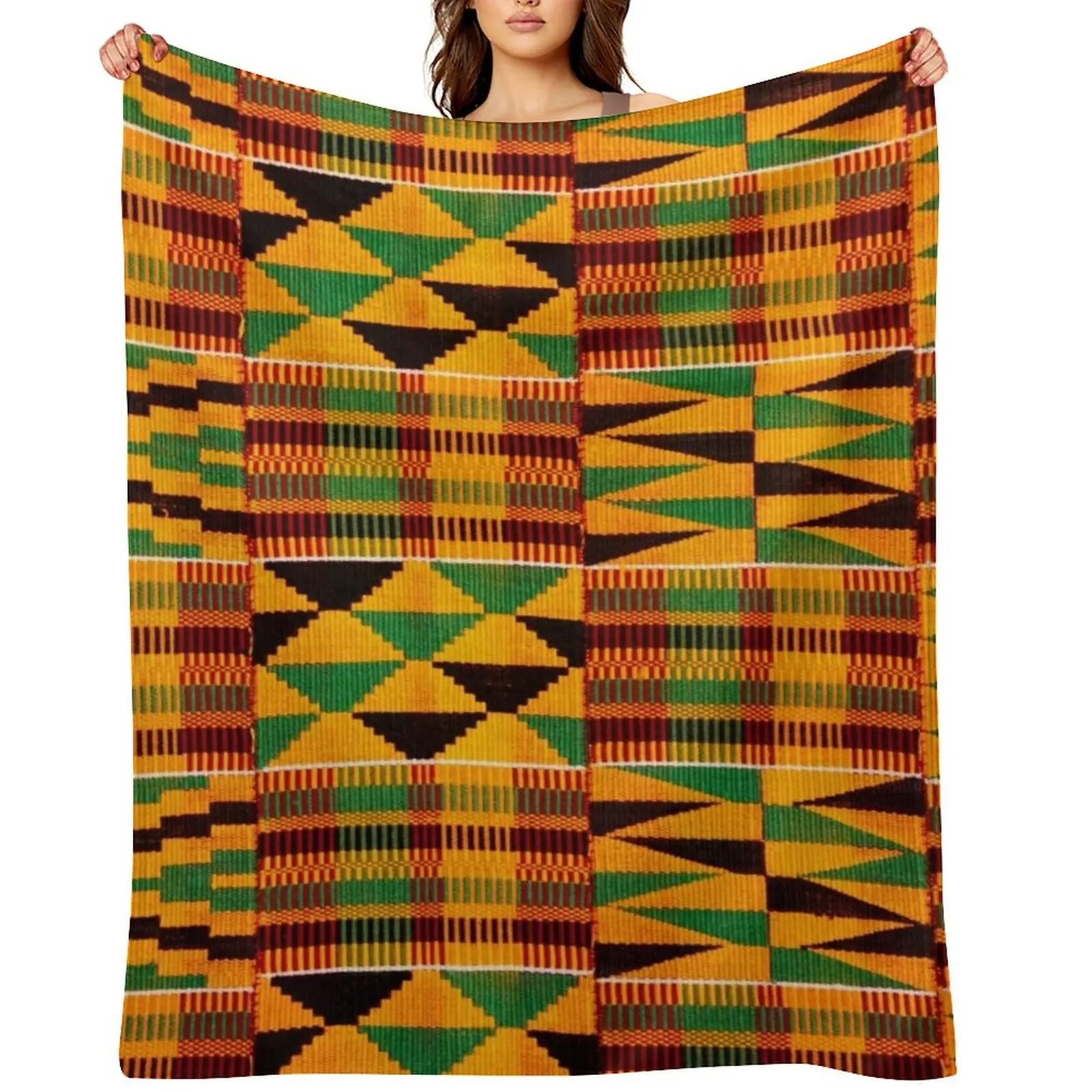 African Pattern Authentic Kente Cloth Pattern African Ghana Design Throw Blanket funny gift Heavy Blankets