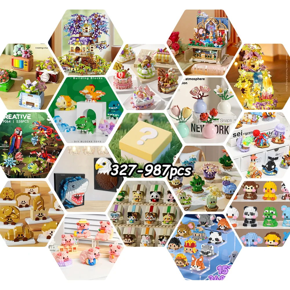 

Случайные глухие коробки игрушек из строительных блоков предлагает сюрпризы при открытии и свежему опыте при открытии.