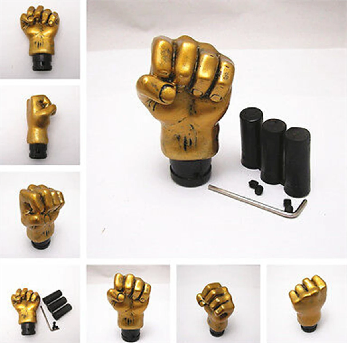 Fist Shape Car Manual Automatic Knob Gear Shift Head Shifter Lever Stick Golden Fit For Honda Toyota Nissan Mitsubishi Ford