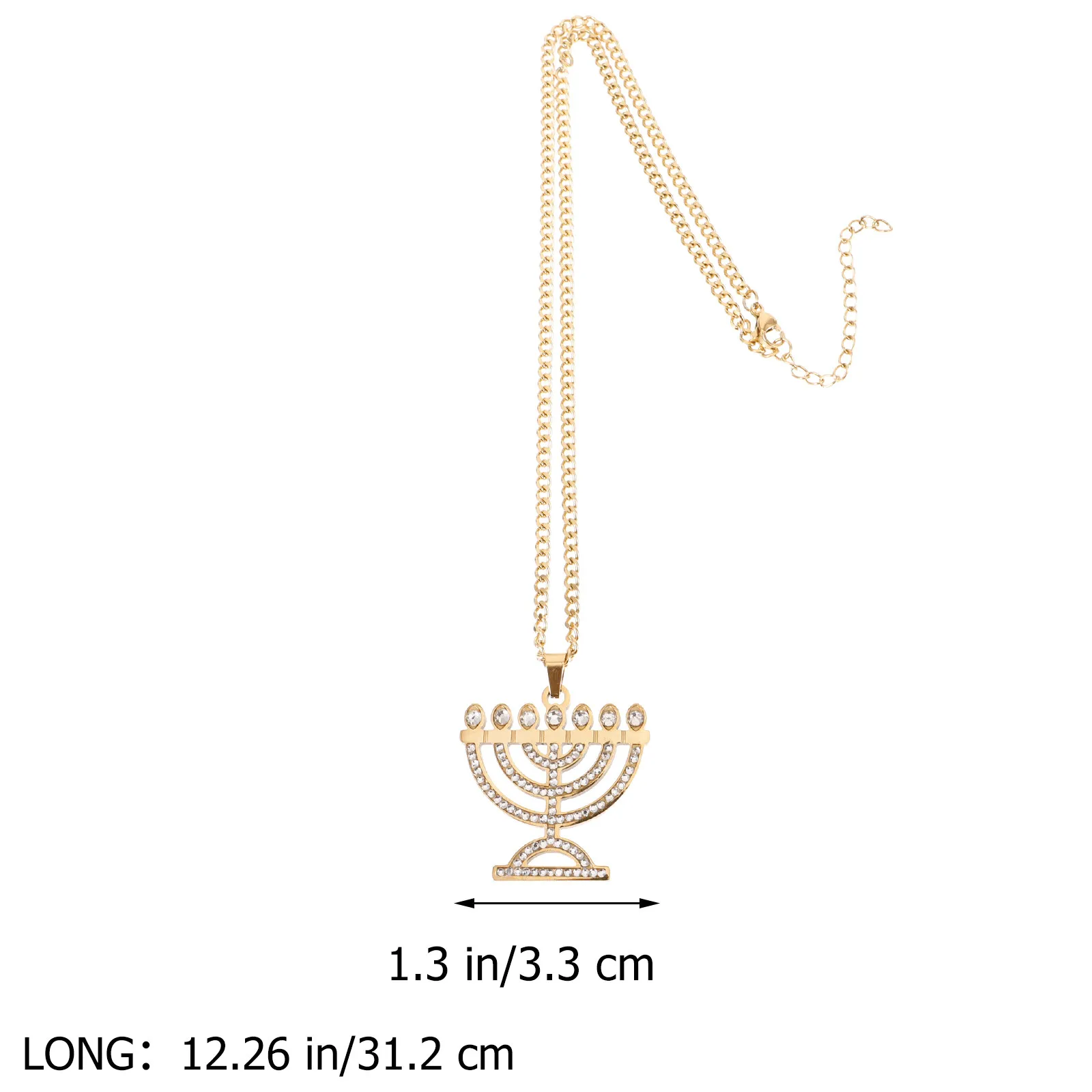 Menorah Necklace Pendant 7 Branches Lightweight Necklace for Women Stylish Hanukkah Jewelry Gift Chain Necklaces for Women