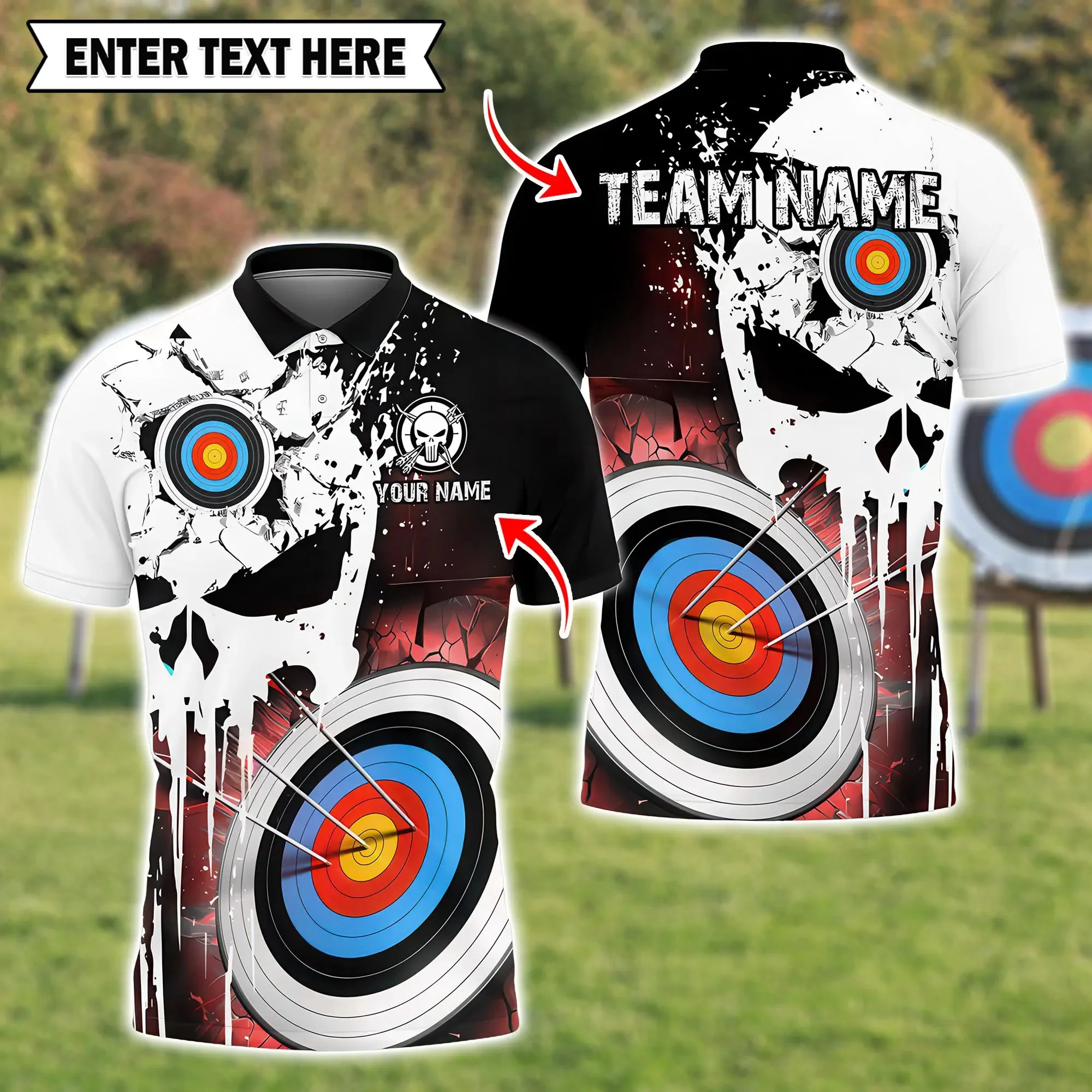 Archery Shooting Mens Lapel Polo Shirt Personalized Name Archers 3D Printed Unisex Short Sleeved Custom Name Name & Team Jersey