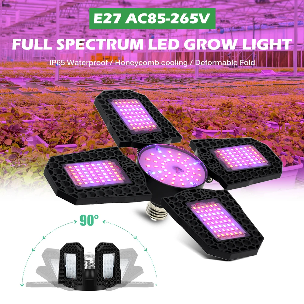 E27 Full Sepctrum LED coltiva la luce AC85-265V pianta pieghevole coltiva la luce SMD2835 IP65 per la piantina di fiori di ortaggi da interno