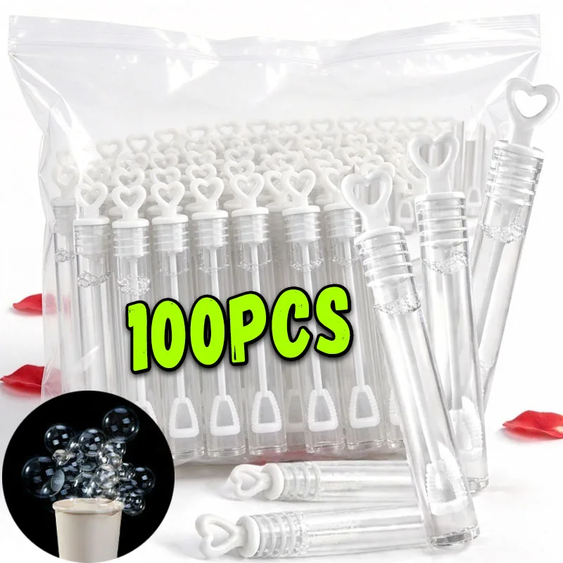 100pcs Mini Bubble Tube White Pink Soap Bottle Toys Wedding Gifts for Guests Kids Birthday Party Favors Baby Shower Decoration