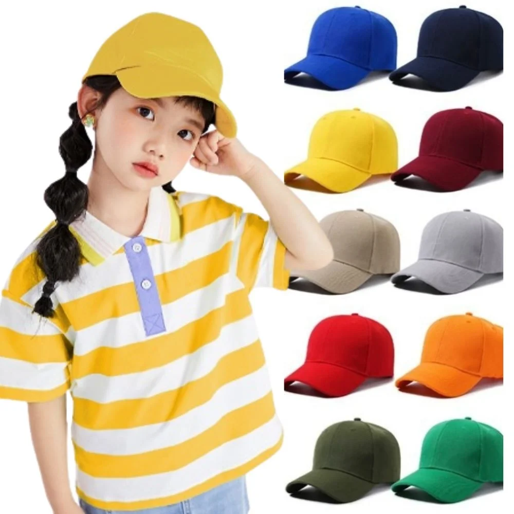 Topi Baseball anak warna permen, topi pelindung matahari untuk anak perempuan laki-laki, merah muda hitam putih, topi perjalanan dapat disesuaikan musim panas