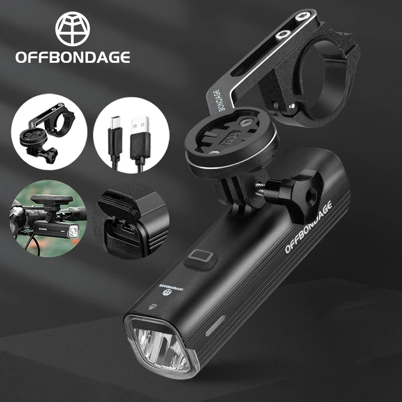 OFFBONDAGE przednie światło roweru odporne na deszcz akumulator USB światło rowerowe 1000 lm reflektor rowerowy LED 4800mAh latarka lampa rowerowa