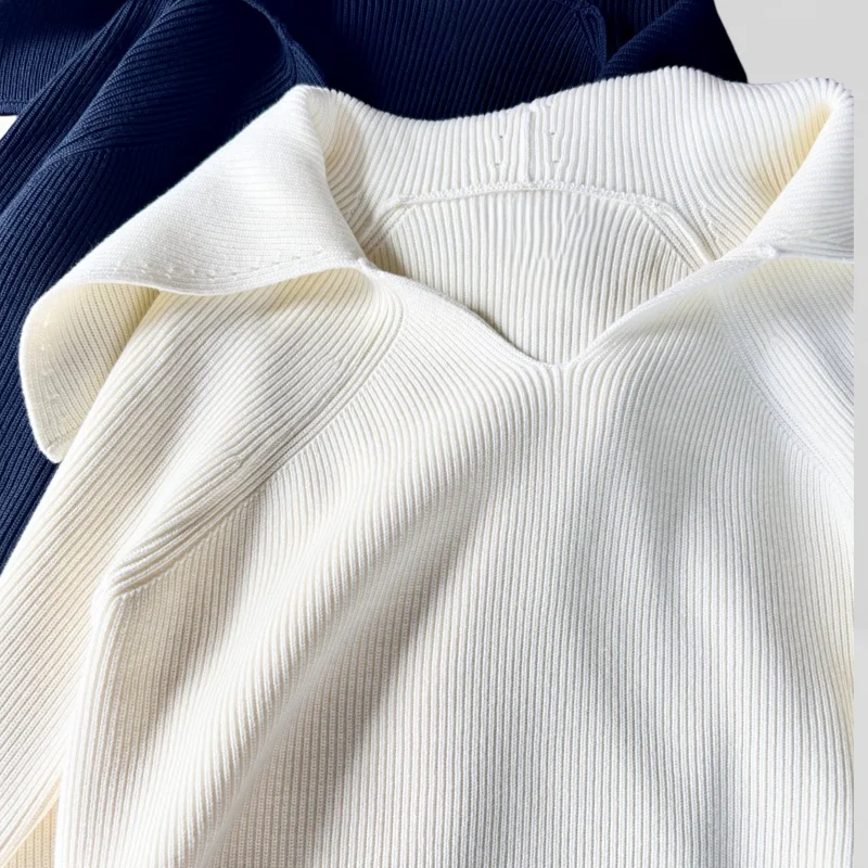 سترة متماسكة عصرية بلون سادة للنساء، مريحة وعصرية لفصل الشتاء، سترة متماسكة عصرية برقبة دائرية AK0519 #4