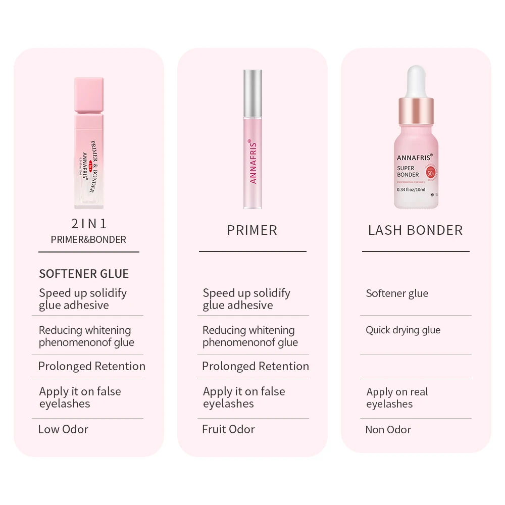 ANNAFRIS 10ml Lash Primer Bonder 2 in1 per l'estensione delle ciglia ciglia individuali colla Primer professionale