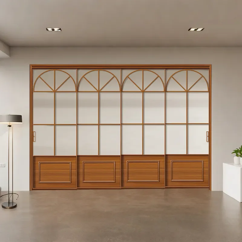 Japanese Style Aluminum Alloy Sliding Door Retro Kitchen Balcony Partition Door Log Color Antique Home Interior New Design