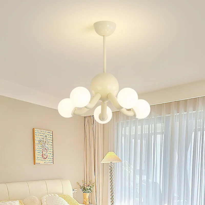 Imagem -04 - Sandyha-lustres Led Nórdicos para Decoração de Casa Salão Nórdico Moderno Estilo Creme Francês Minimalista Lâmpada para Crianças Sala de Jantar