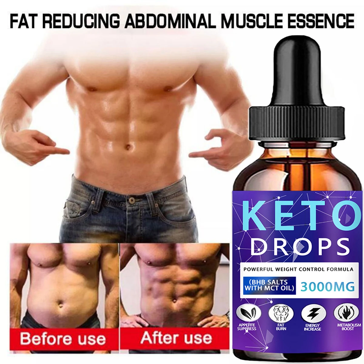 Fat reducing abdominal essence contains BHB salt and MCT oil, which is 100% natural and promotes metabolism