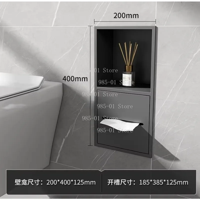 Stainless Steel Recessed Bathroom Storage Cabinet Wall Niche Tissue Box Toilet Paper Holder Organizer view 3