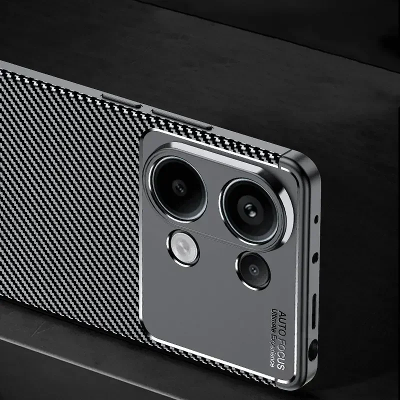 Luxury Business Case For Poco M6 Pro Cover Poco M6 Pro Funda Coque Soft Carbon Fiber Protective Back Case Poco M6 Pro