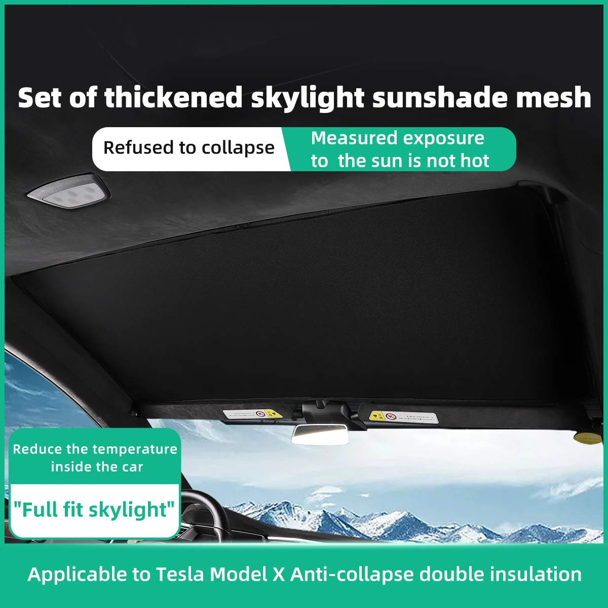 For Tesla Model X 2023 Skylight Blind Shading Net Car Accessories Glass Roof Skylight Sunshade UV Protection Sun Shade