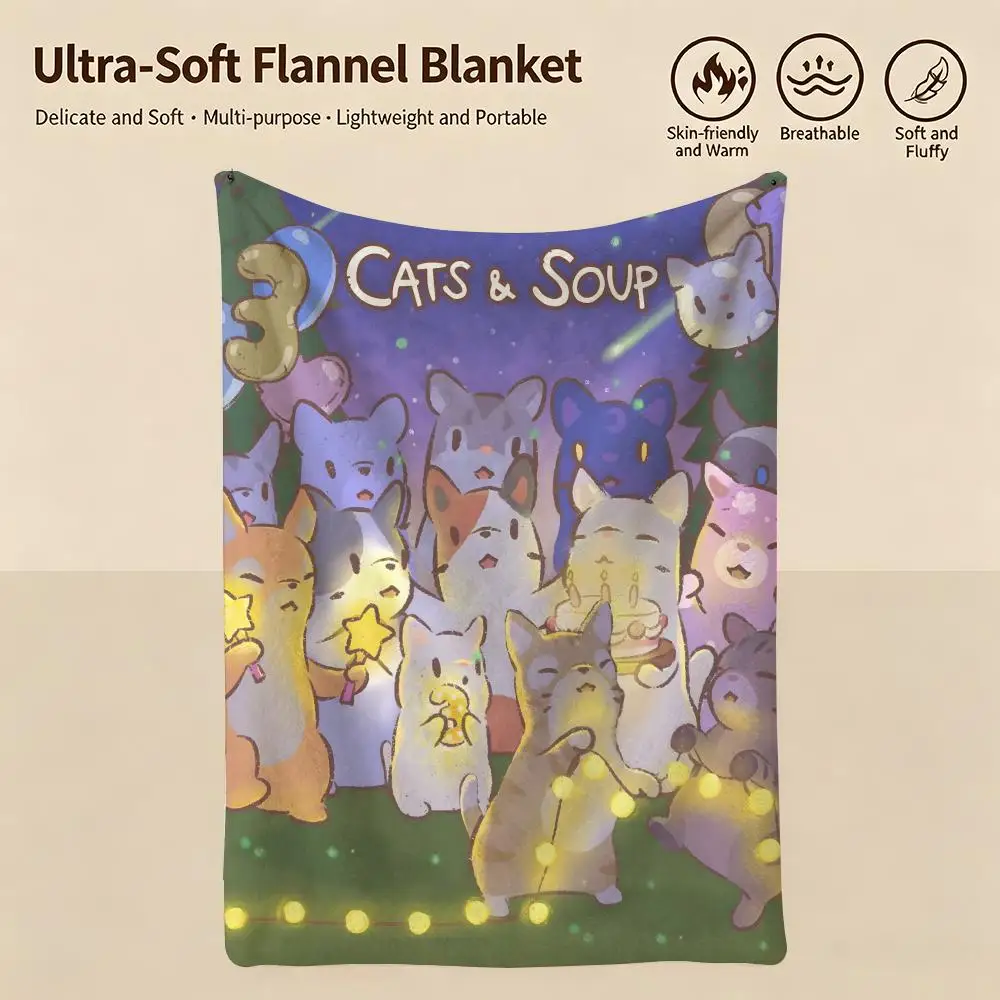 game C-Cats Soup-p Throw Warm Soft Flannel Blanket, Multi-use for Sofa Bed Camping Travel Nap