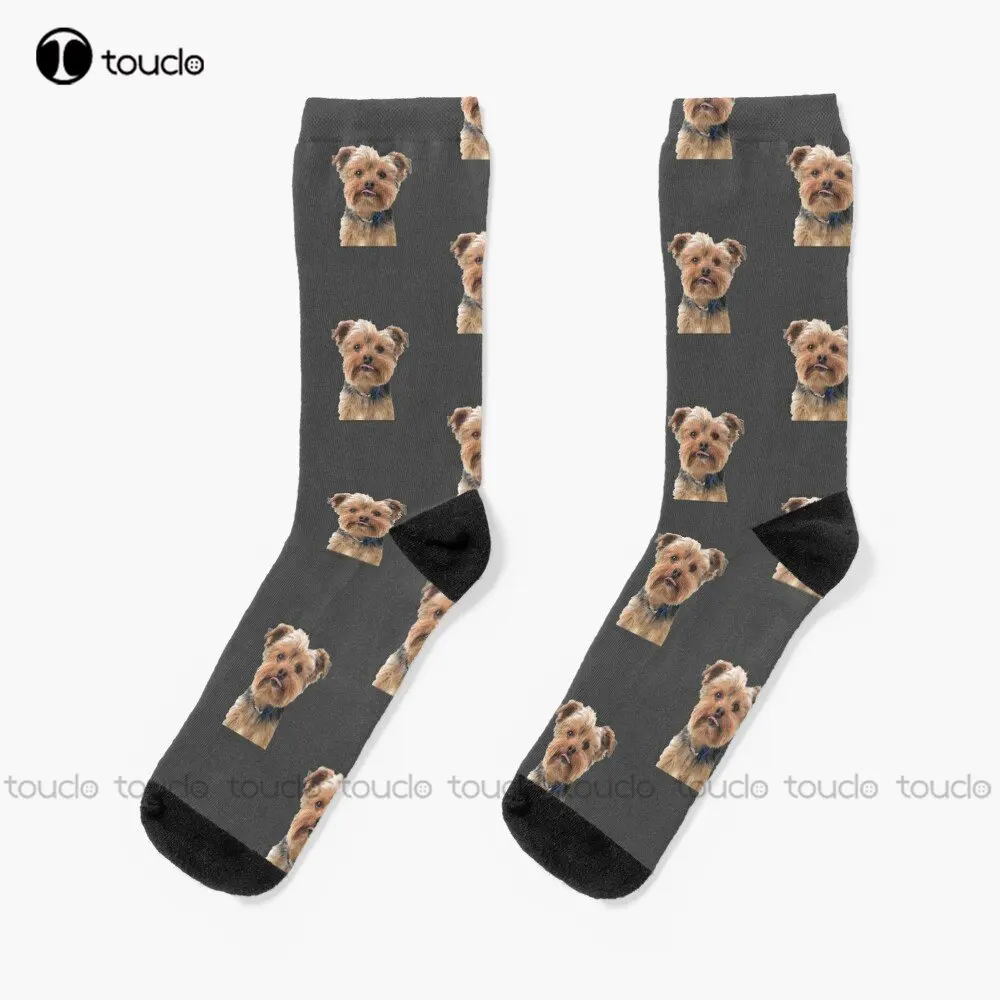 Yorkie Sticking Tongue Out | Dogs Socks Womens Boot Socks 360° Digital Print Personalized Custom Unisex Adult Teen Youth Socks