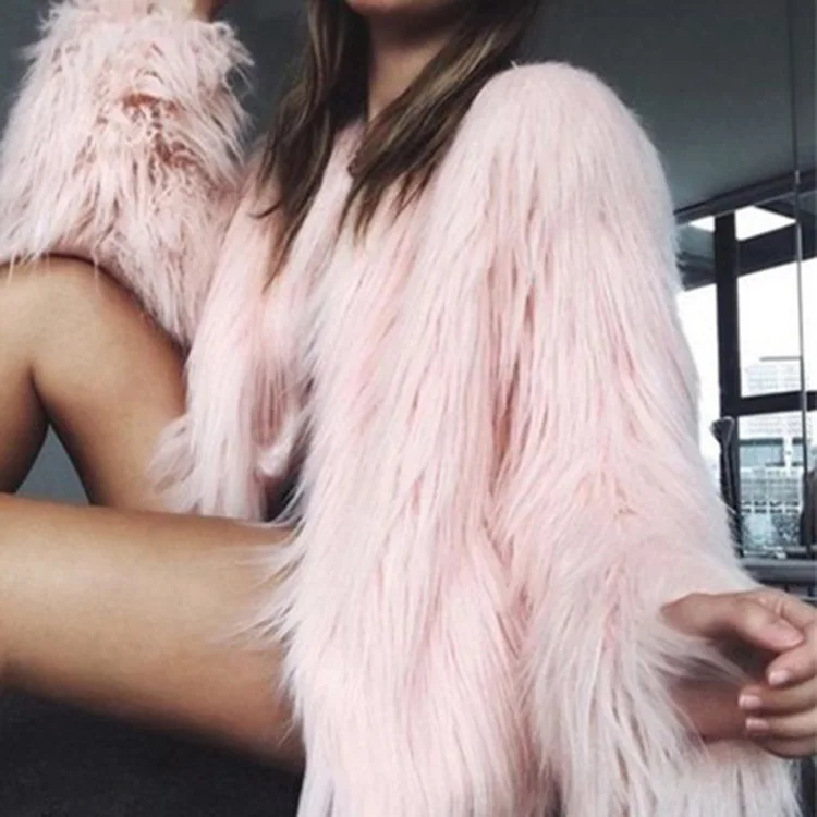 

Women's ort Casual Coat Slimming Furry Tassel Knitted Outerwear Street Sle round Ne Long Sve Straight Cut Coat