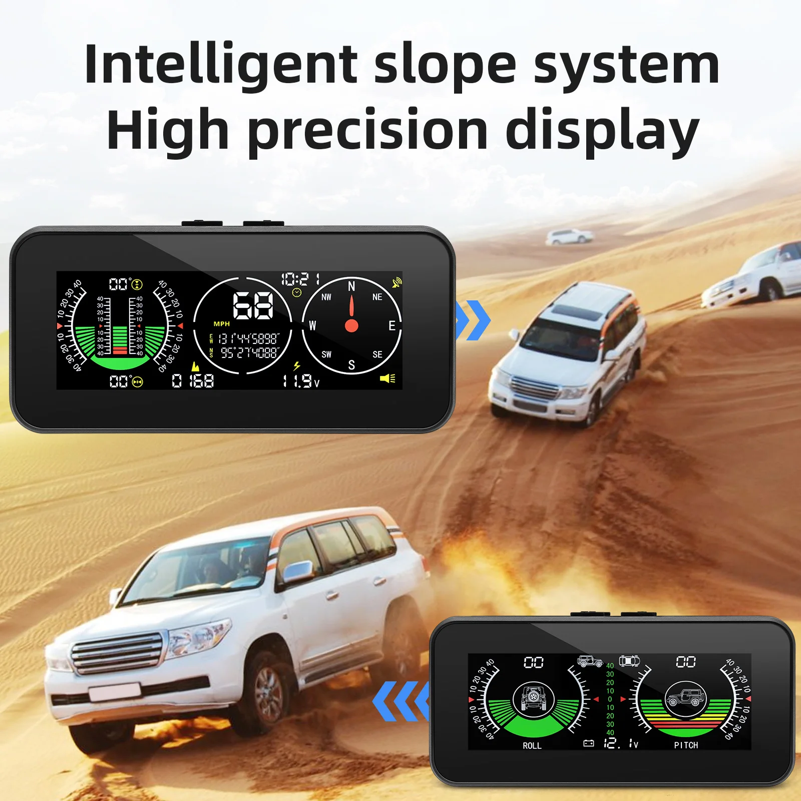 M60 Head Up Display Speed Slope Meter Digital GPS Inclinometer Car Compass Overspeed Alarm Off Road Accessories Speedometer