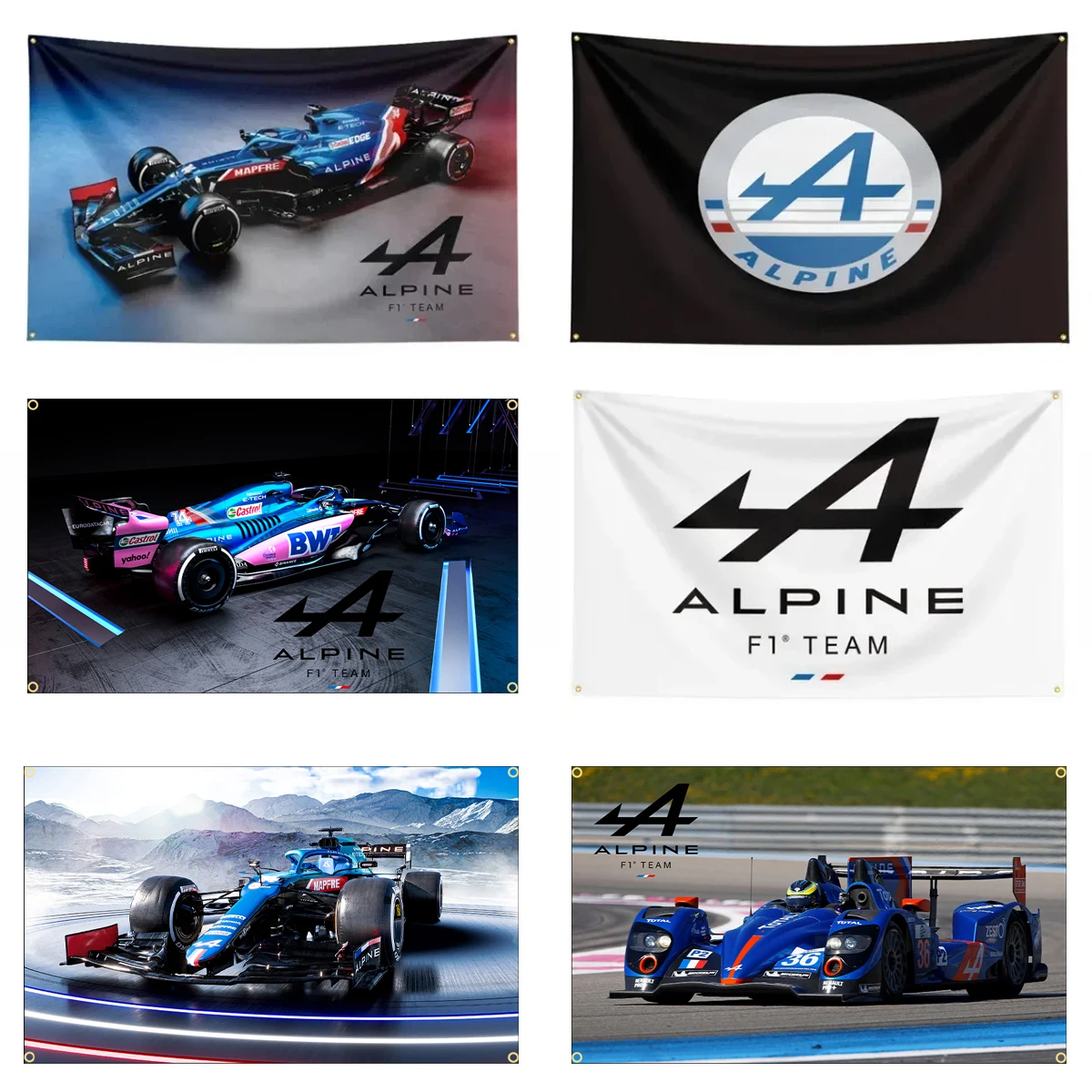 90x150CM 3x5Ft Alpines Racing Flag Polyester Full Color Printed Car Flags for Decor