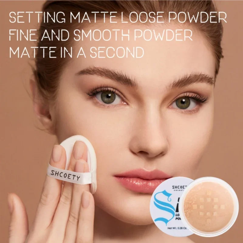 Poudre pressée mate pour le visage, contrôle de l'huile 24 heures, fond de teint en poudre à réglage naturel, couverture complète, maquillage imperméable et durable