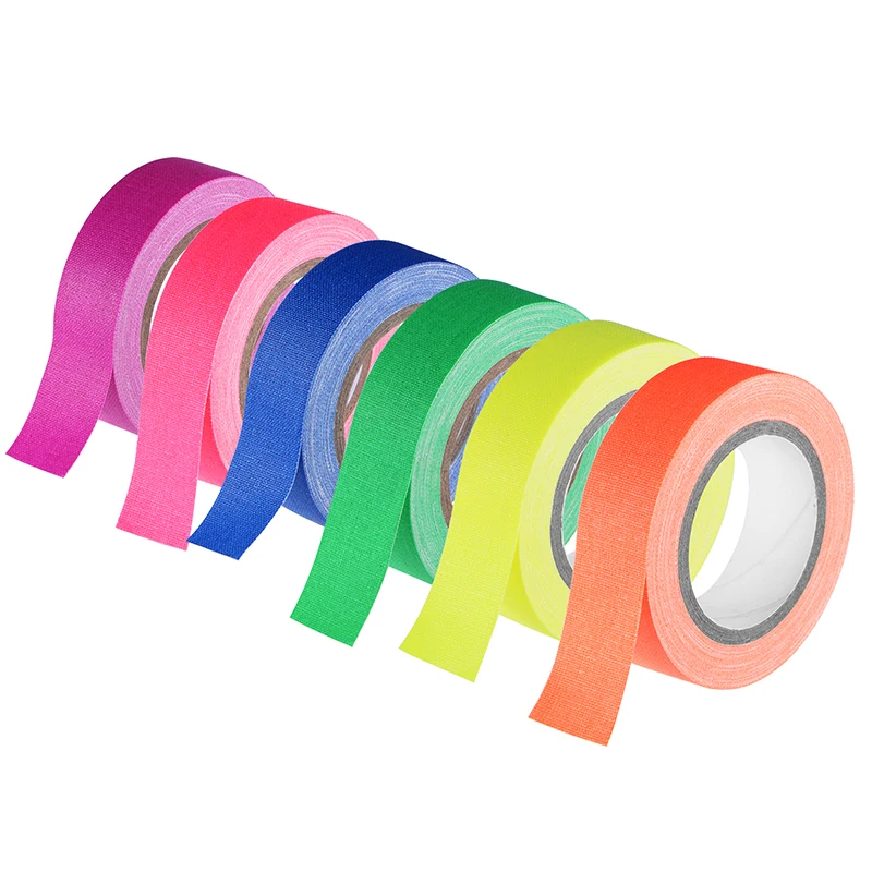 5/6/10pcs/Set Fluorescent Tape UV Blacklight Reactive Glow In Dark Tape Neon Cloth Tape Safe Warning Home Party Decoration 5M