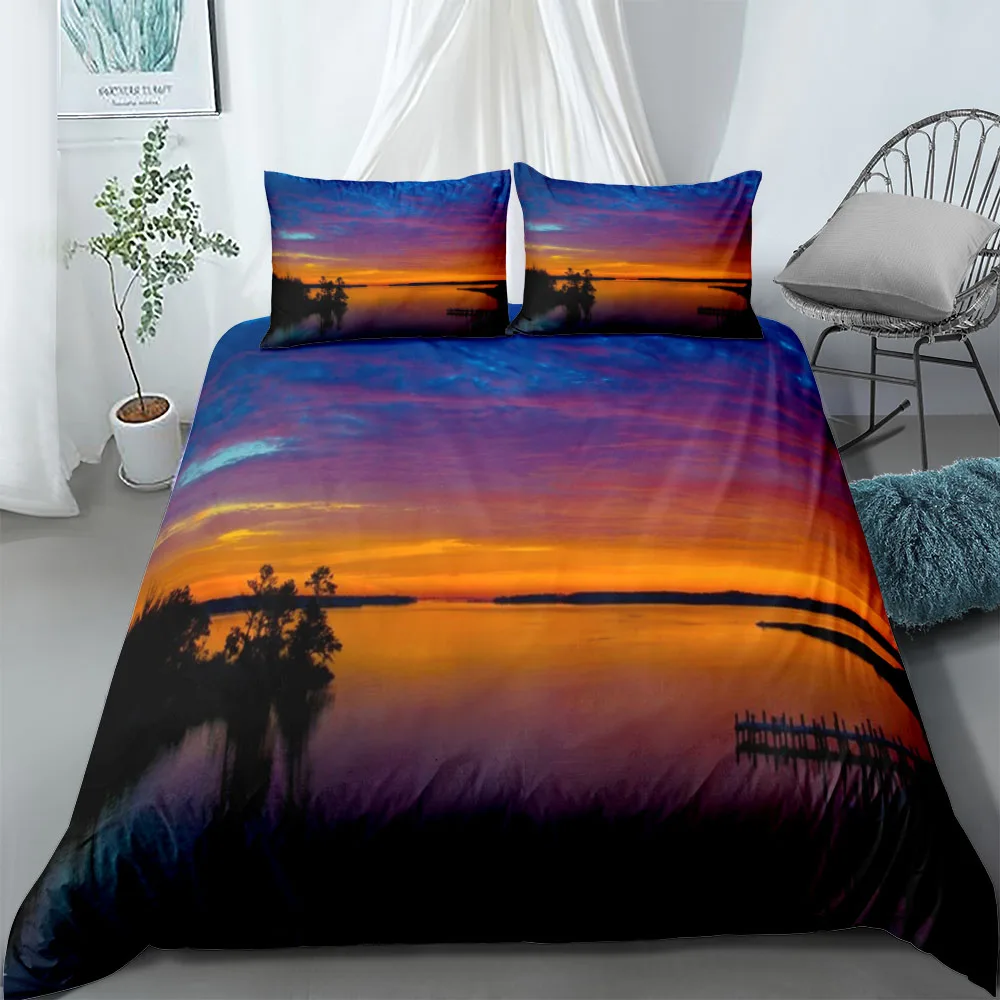 Weeks Bay Duvet Cover Set UK Single Double Queen US Twin Full King Size  Bed Linen Set