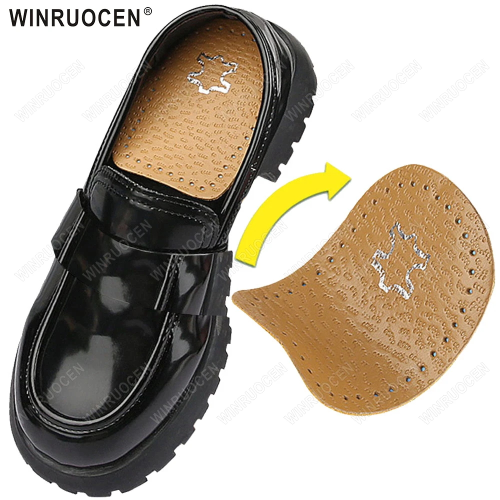 Latex-Leder-Fersen-Einlegesohlen, verdickt, stoßdämpfend, weiches Kissen, Fersenunterstützung, Schmerzlinderung, halbe Größe, für Männer und Frauen, High Heels