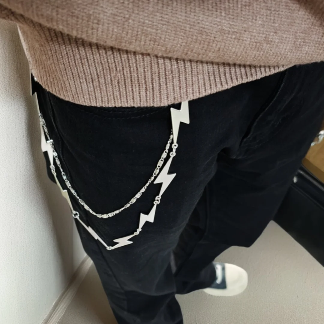 Lightning Punk Pants Chain: Hip-Hop Street Outfit Accessory, Waist Accent Decoration, Metal Material, Suitable as a Gift