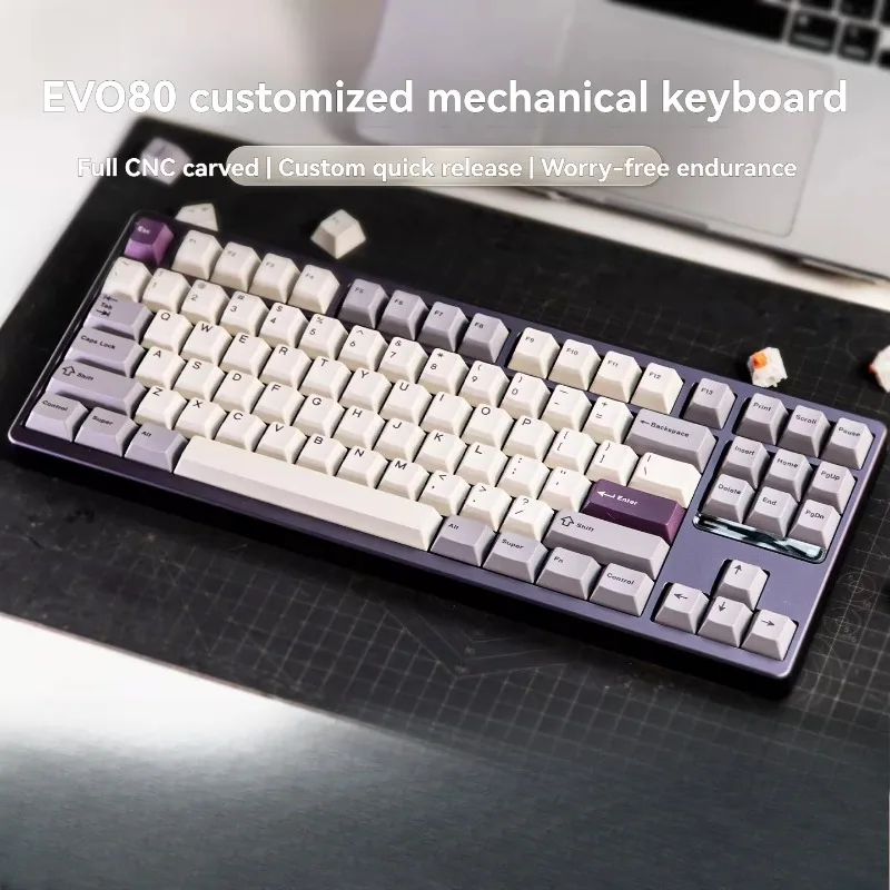 

TickType EVO80 Keyboard Customized Aluminum Bluetooth 2.4G Wireless Tri-Mode RGB Keyboard Gaming and Office Mechanical Keyboards