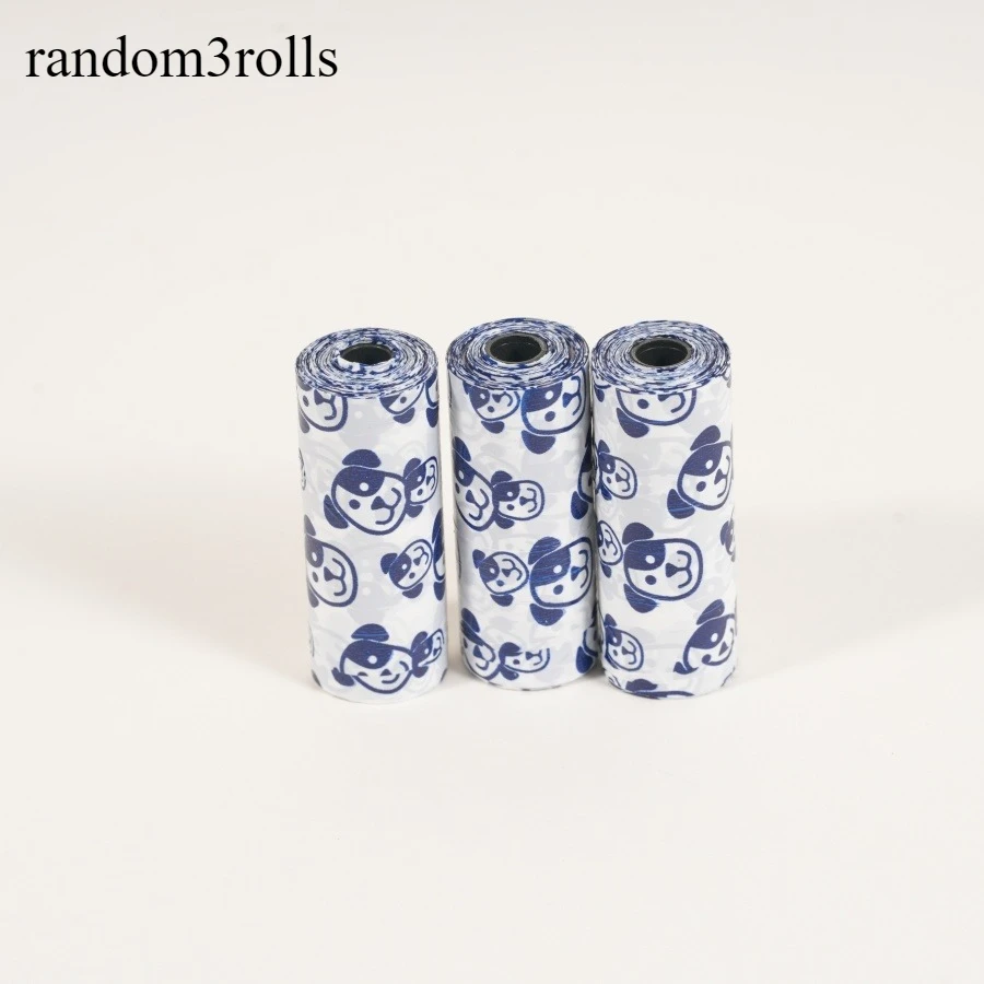 3 rouleaux de sacs à déjections canines parfumés, renforcés et mignons