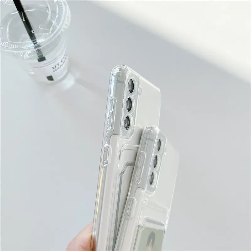 Neue Kartenhalter-Brieftaschenhülle für Samsung A54 A34 A14 A33 A52 A53 S23 S24 S22 Plus S21 FE A73 A72 A15 A25 A35 A55 5G Transparente Hülle – Detail 4