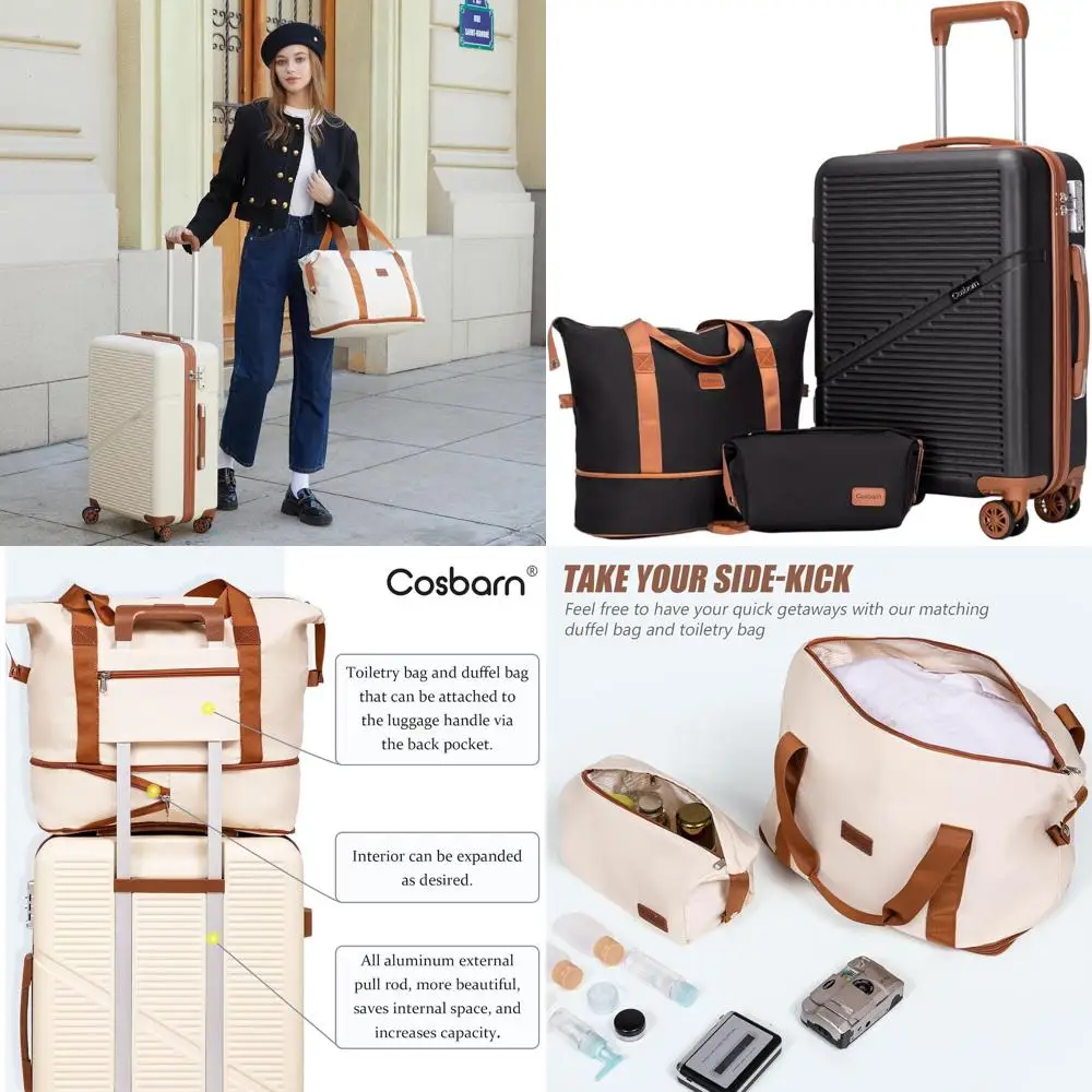 

Комплект из 3 предметов: легкие чемоданы из АБС-пластика 22x14x9 дюймов с колесами и замком TSA, одобренные авиакомпаниями, для путешествий