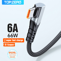 USB Type C Cable Fast Charging 6A 66W SPC For Huawei Samsung Xiaomi Mate 40 90 Degree USB C Charger Cable Type C Data Cord 2/3M